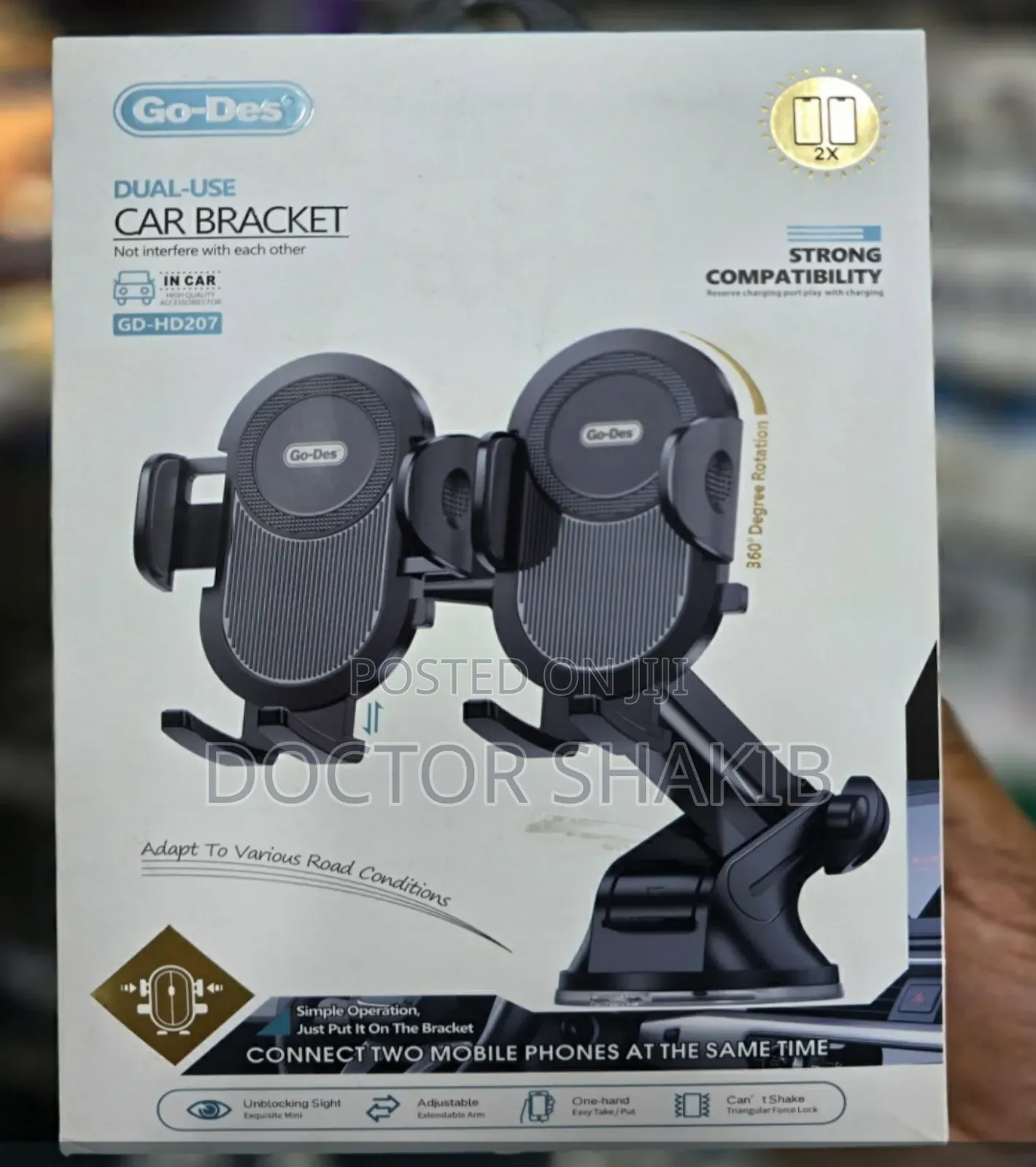 New Go Des Gd-Hd207 Dual Use Suction Cup Design Phone Holder
