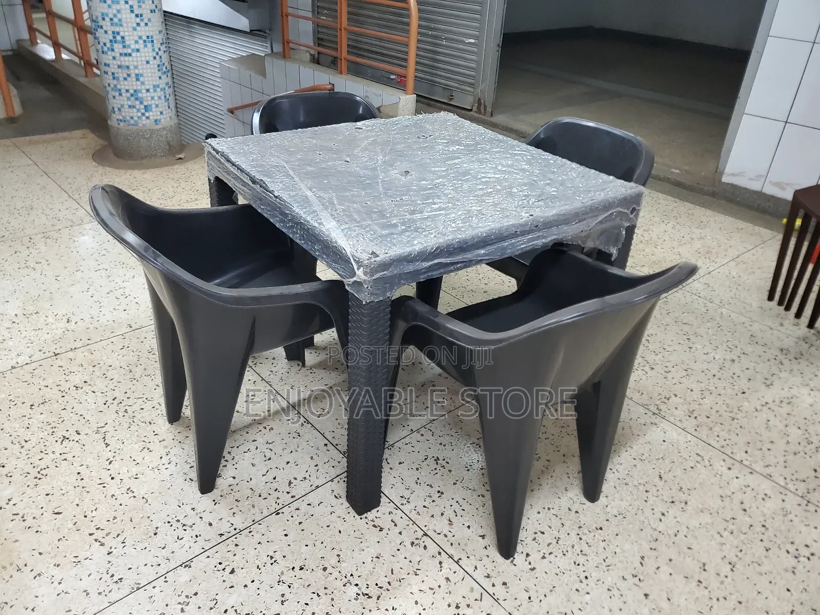 Eco Friendly Chairs Plastic and 4 Seater Table Set