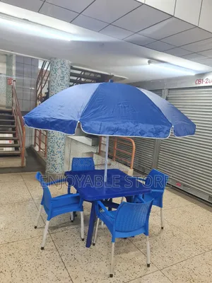 Outdoor Combo Set of Chairs Plastic, Table and Umbrella