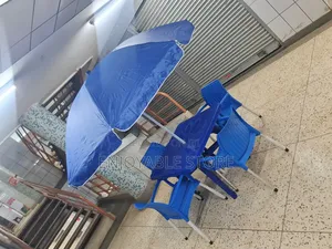 Outdoor Combo Set of Chairs Plastic, Table and Umbrella