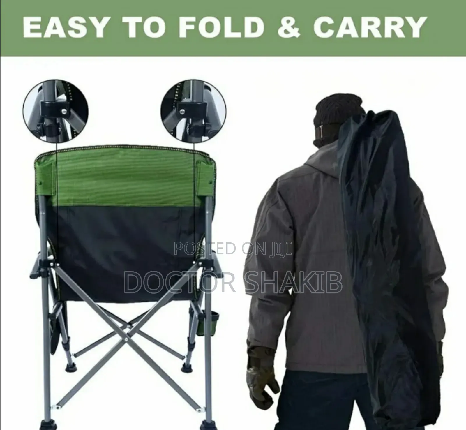 New Wildout Portable Sturdy Folding Camping Chair Green