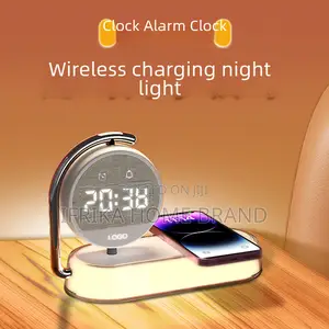 Photo - Desktop Alarm Clock Wireless Charging Night Light Table Lamp