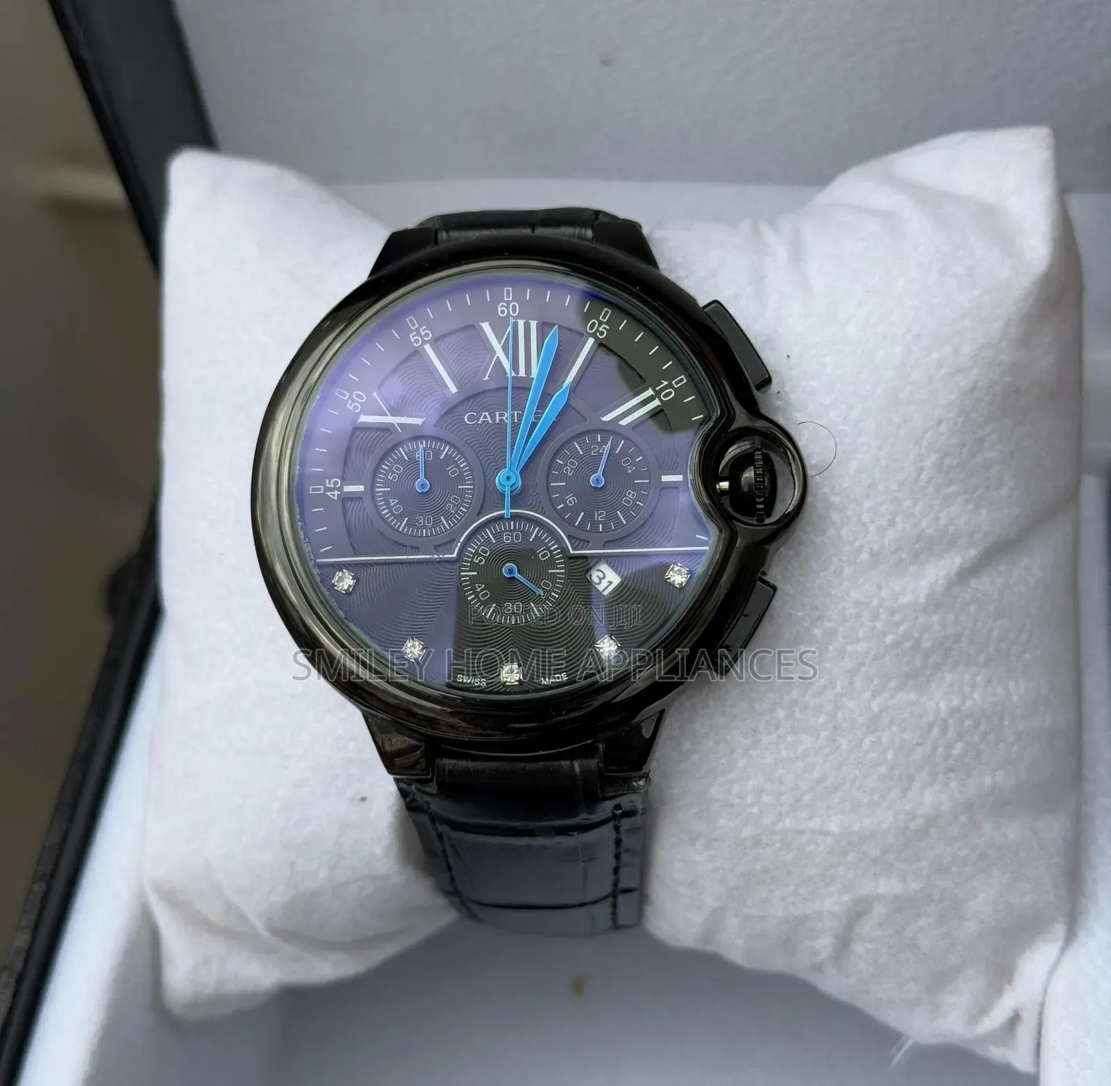 20% Discount Sale on Cartier Men's Black Leather Watch