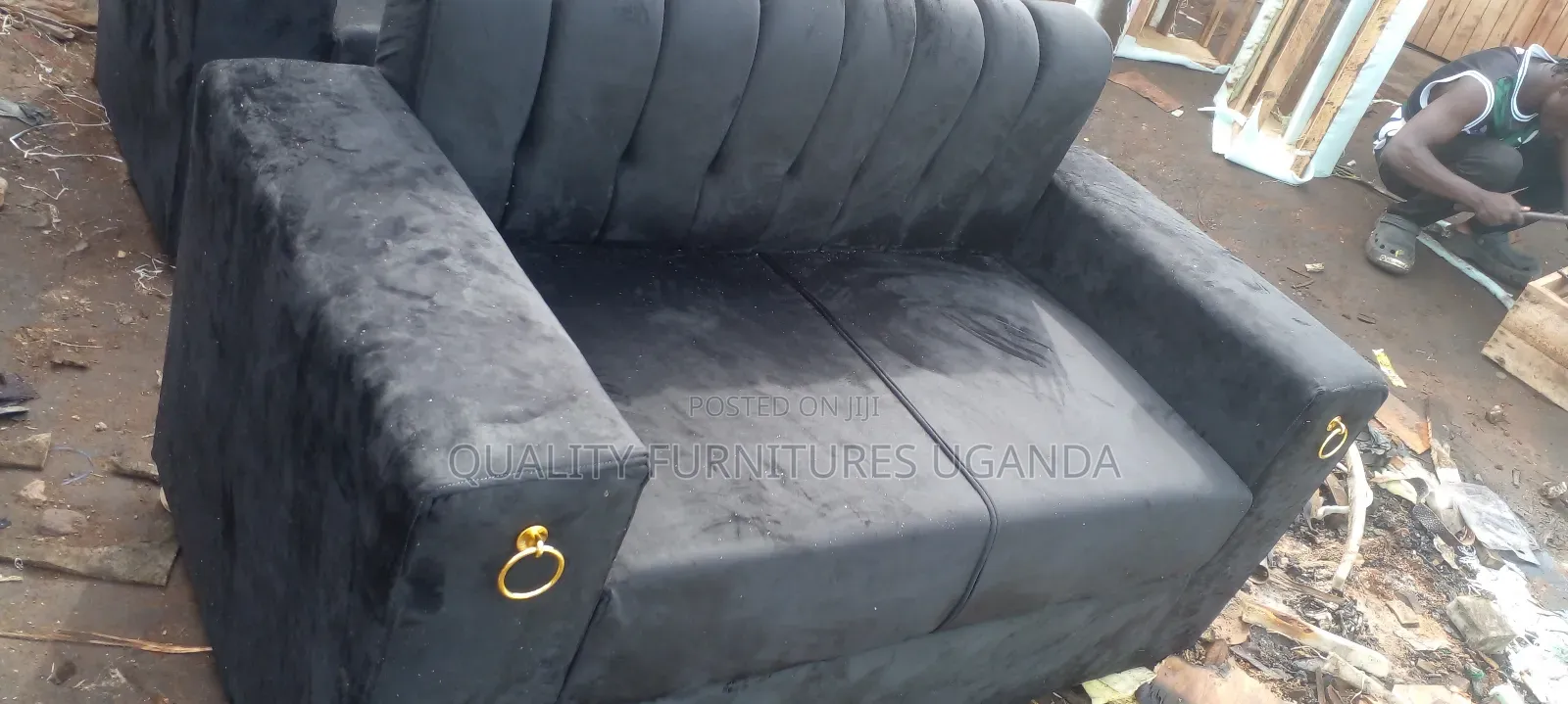 Floral Black Sofa