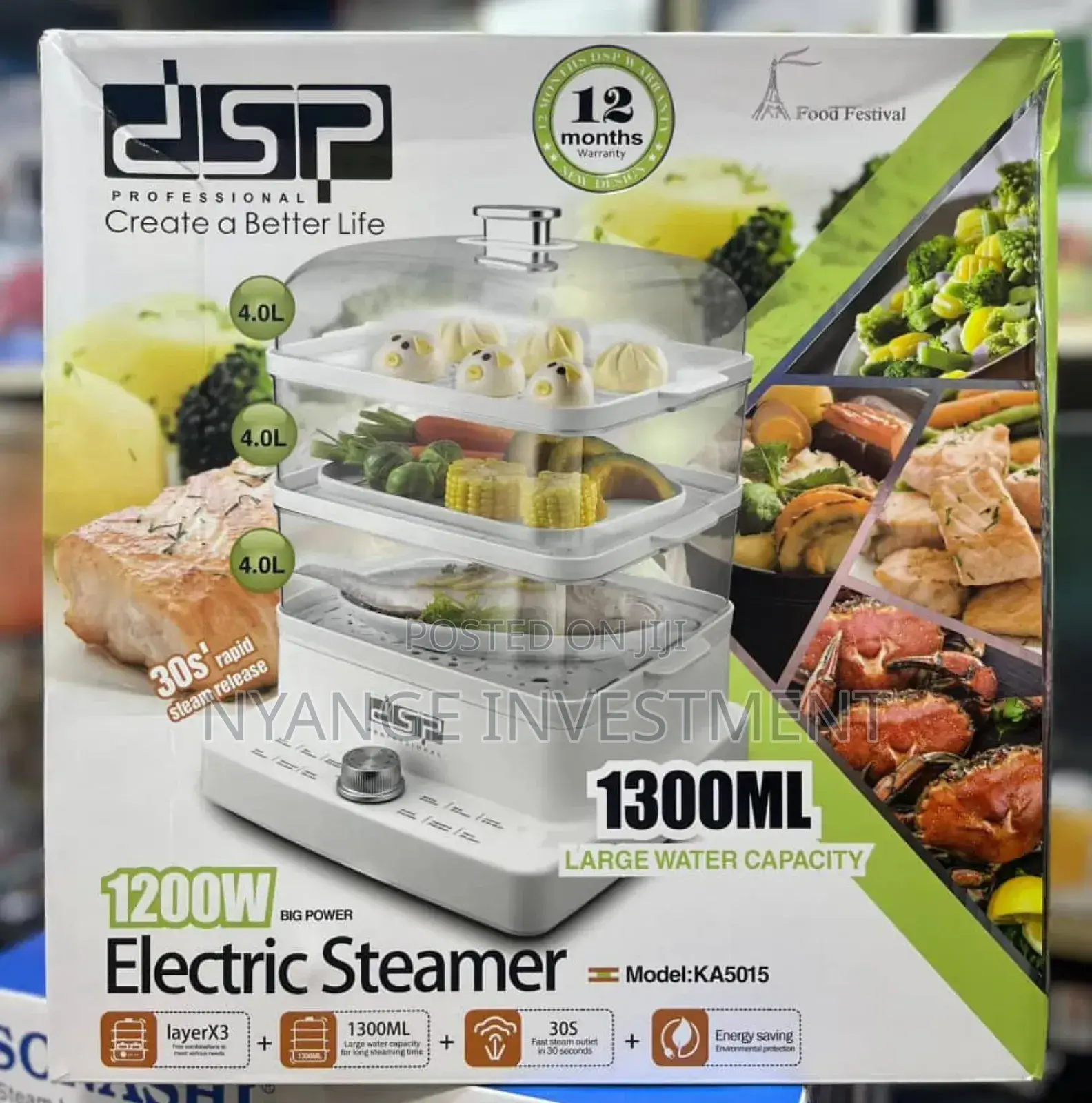 DSP 12 Litres 3 Layers Food Steamer. Good Steamer