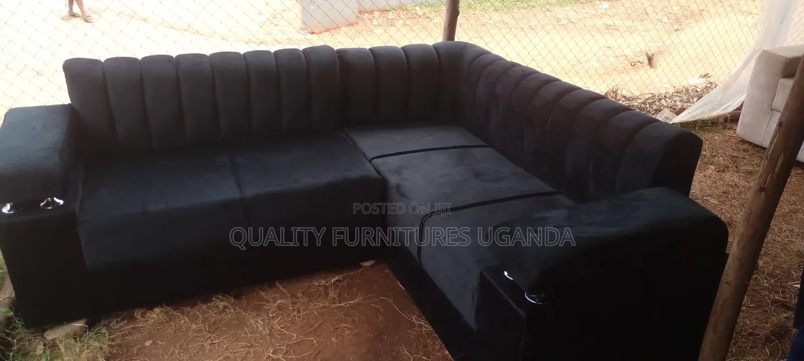 4 Silvered Ring Black Sofa Set