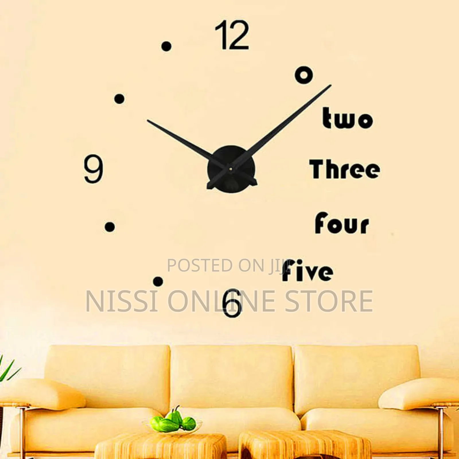 Large Modern Self Adhesive Wall Clock