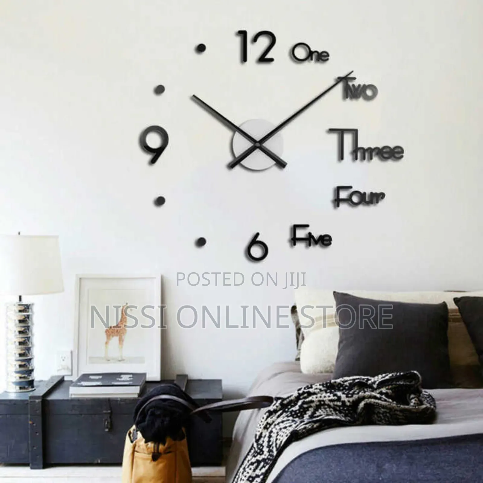 Large Modern Self Adhesive Wall Clock