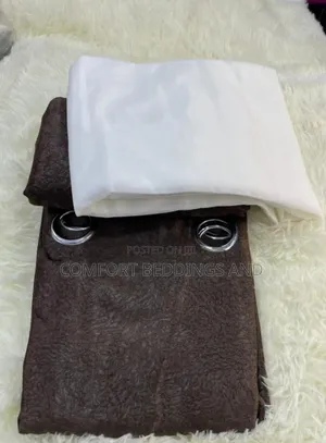 Fancy Curtains With Net Coffee Brown