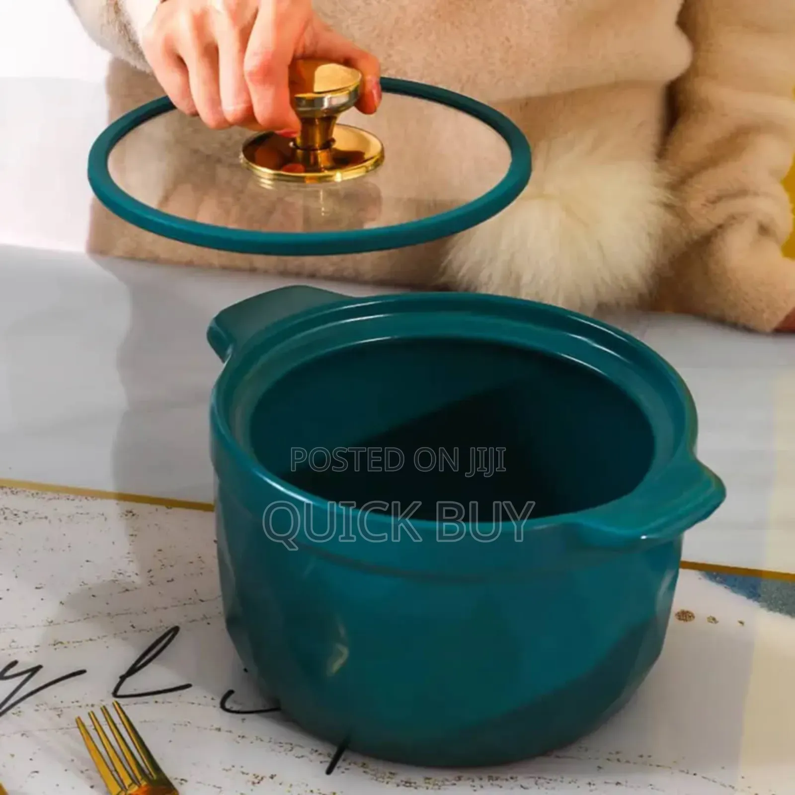 3pcs Dark Green Teal Ceramic Serving Bowls Green
