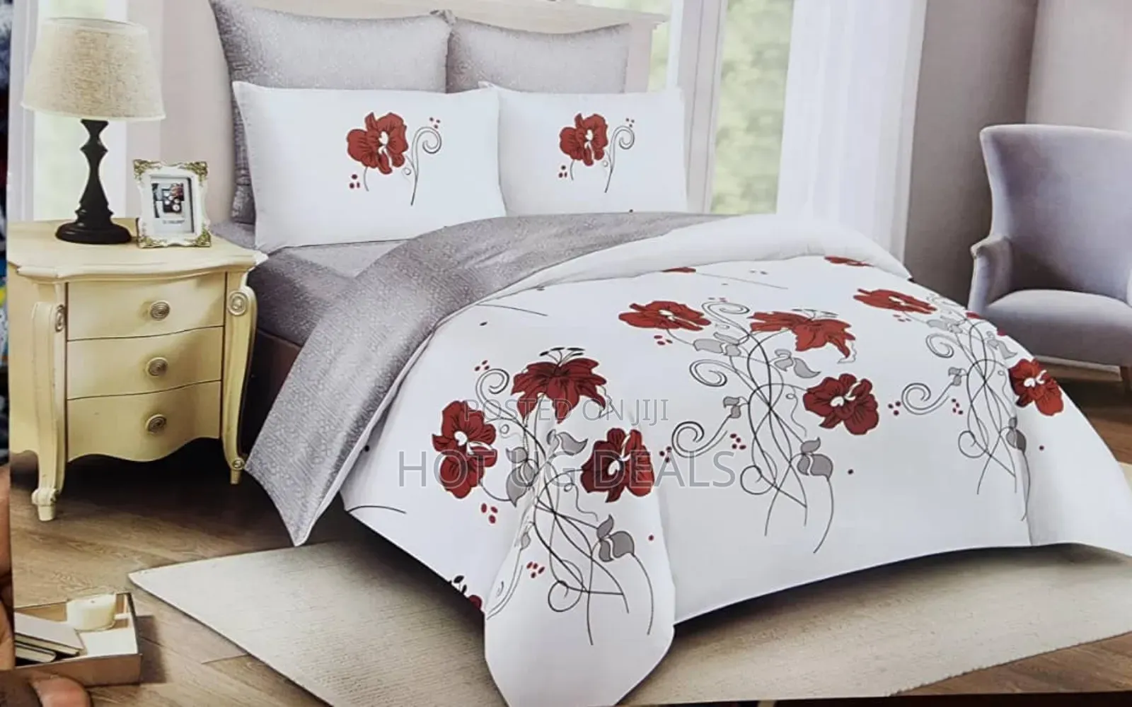 6*6 4pc Duvet Set With 1 Bedsheet, 2 Pillowcases And Duvet