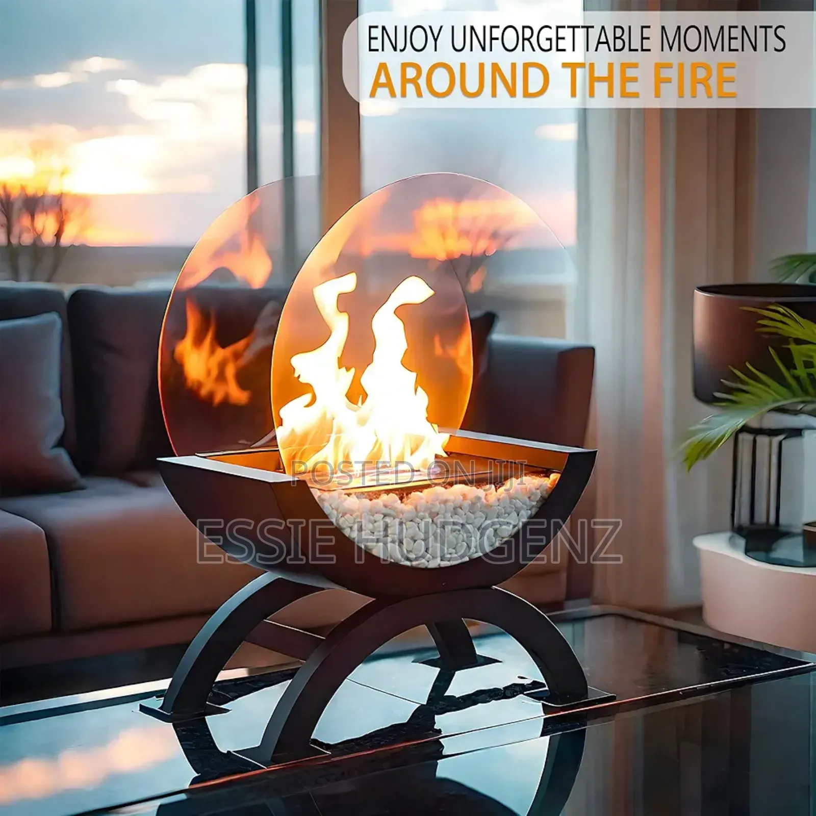 Round Glass Tabletop Fire Place
