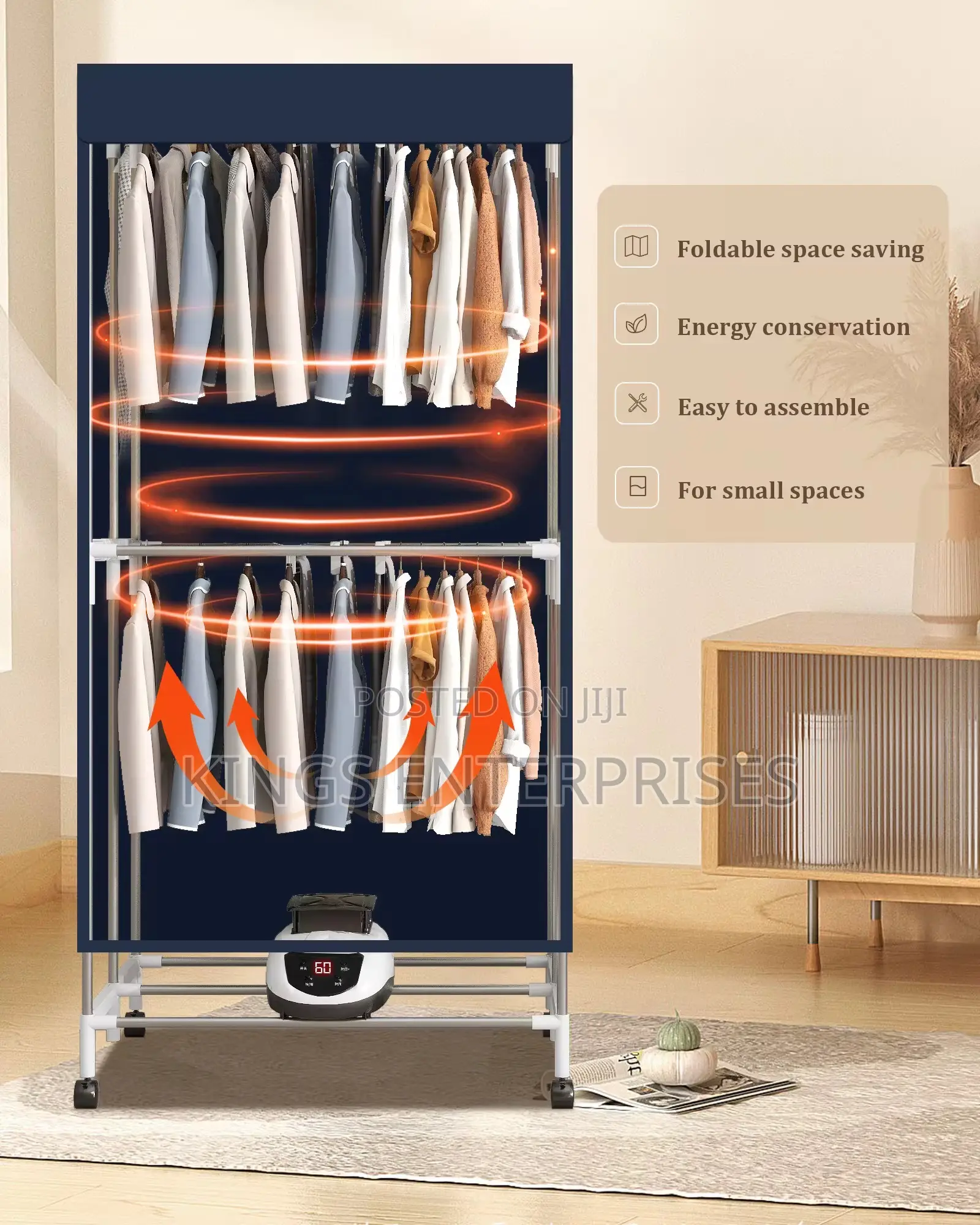 Portable and Foldable Clothes Drying Wardrobe