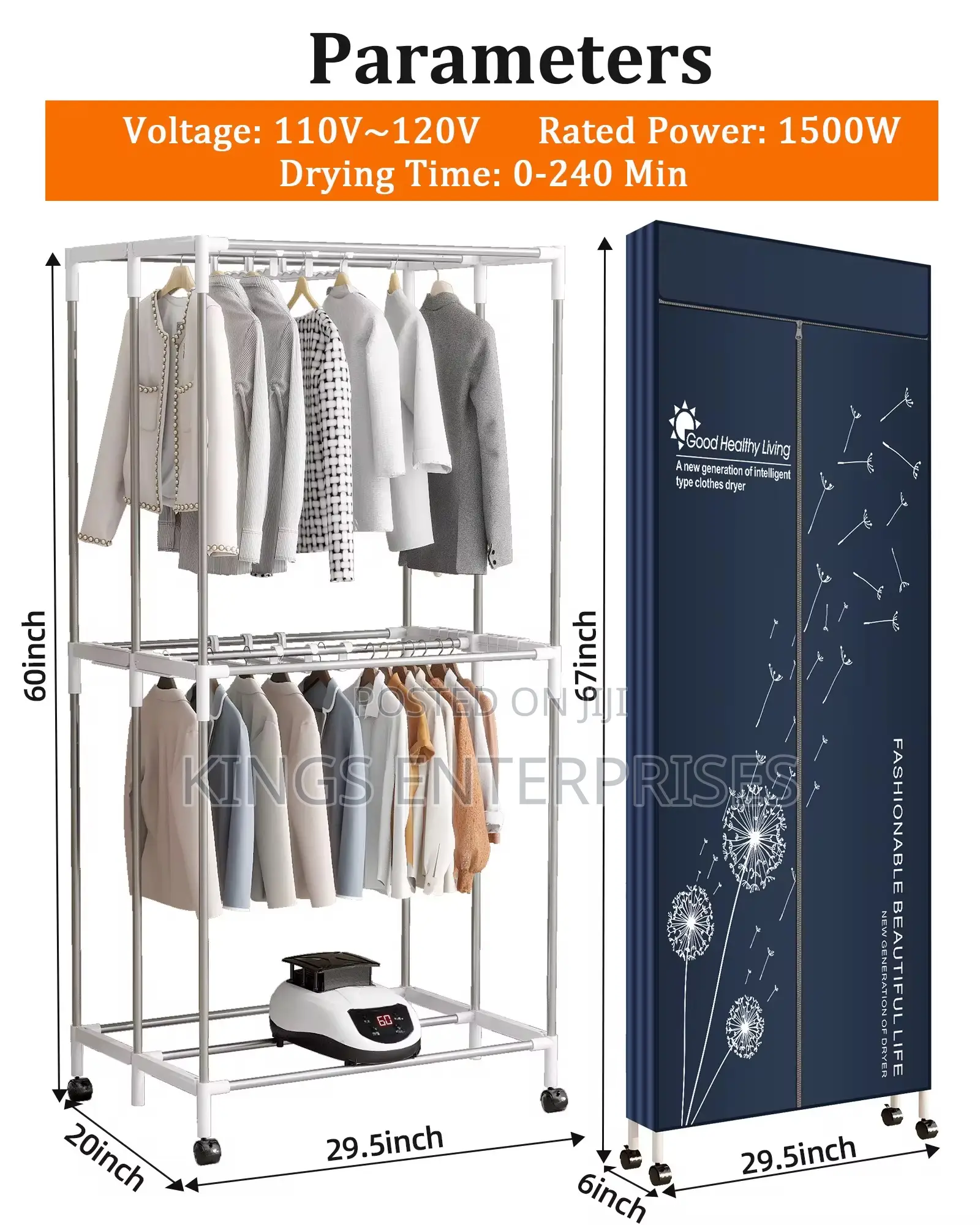 Portable and Foldable Clothes Drying Wardrobe