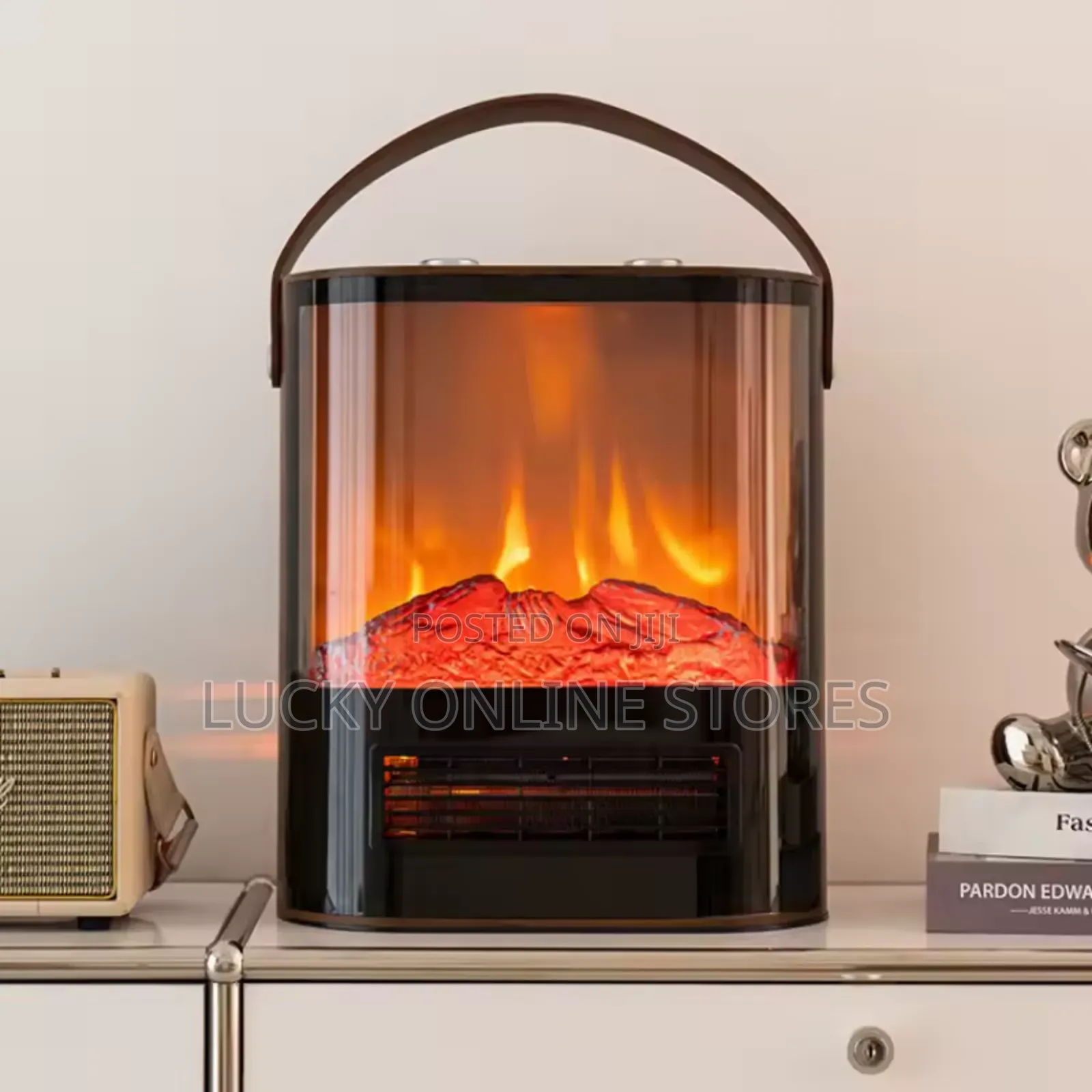 Retro Wood Grain Simulation Fireplace Heater