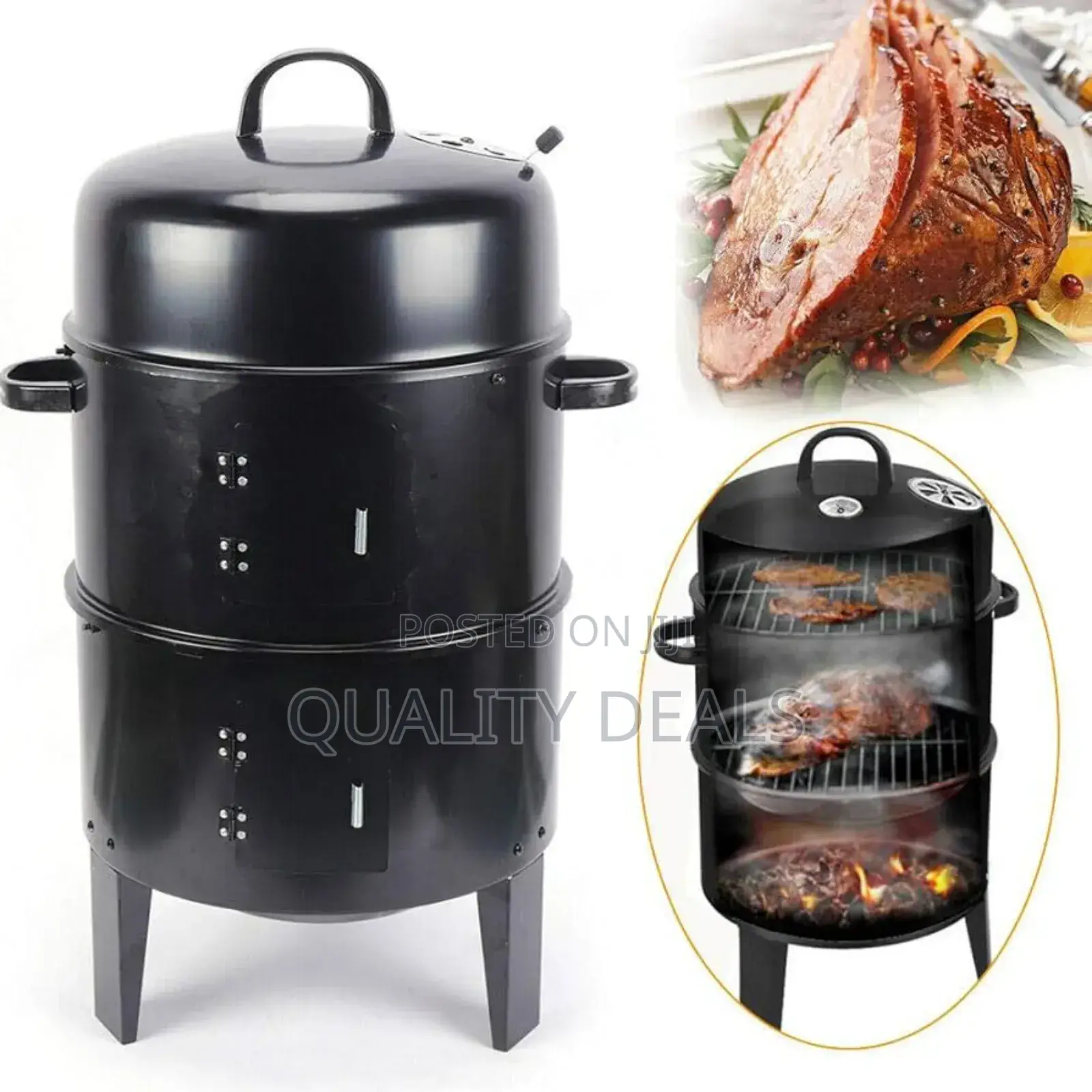 3in1 Round BBQ Smoker Grill