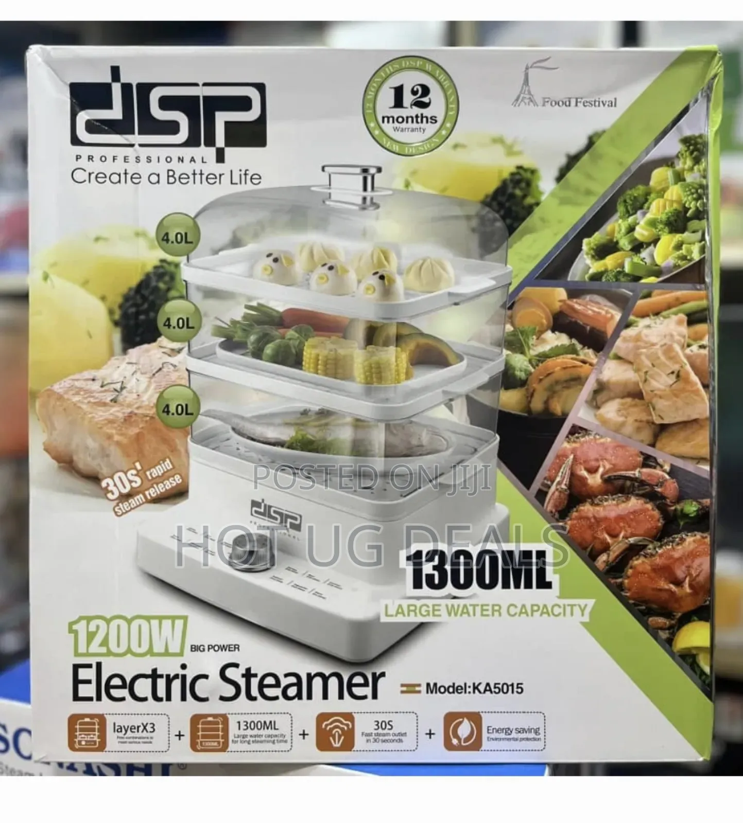 Dsp 13l 3 Tier Electric Vegetable Food Steamer Cooking Pot