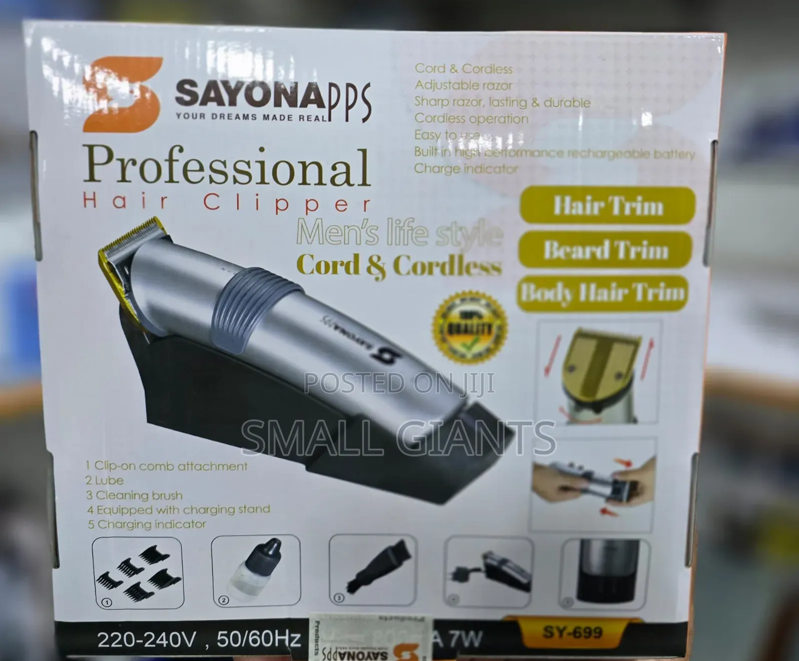 Sayona Men's Life Style Cord Cordless Hair Clipper