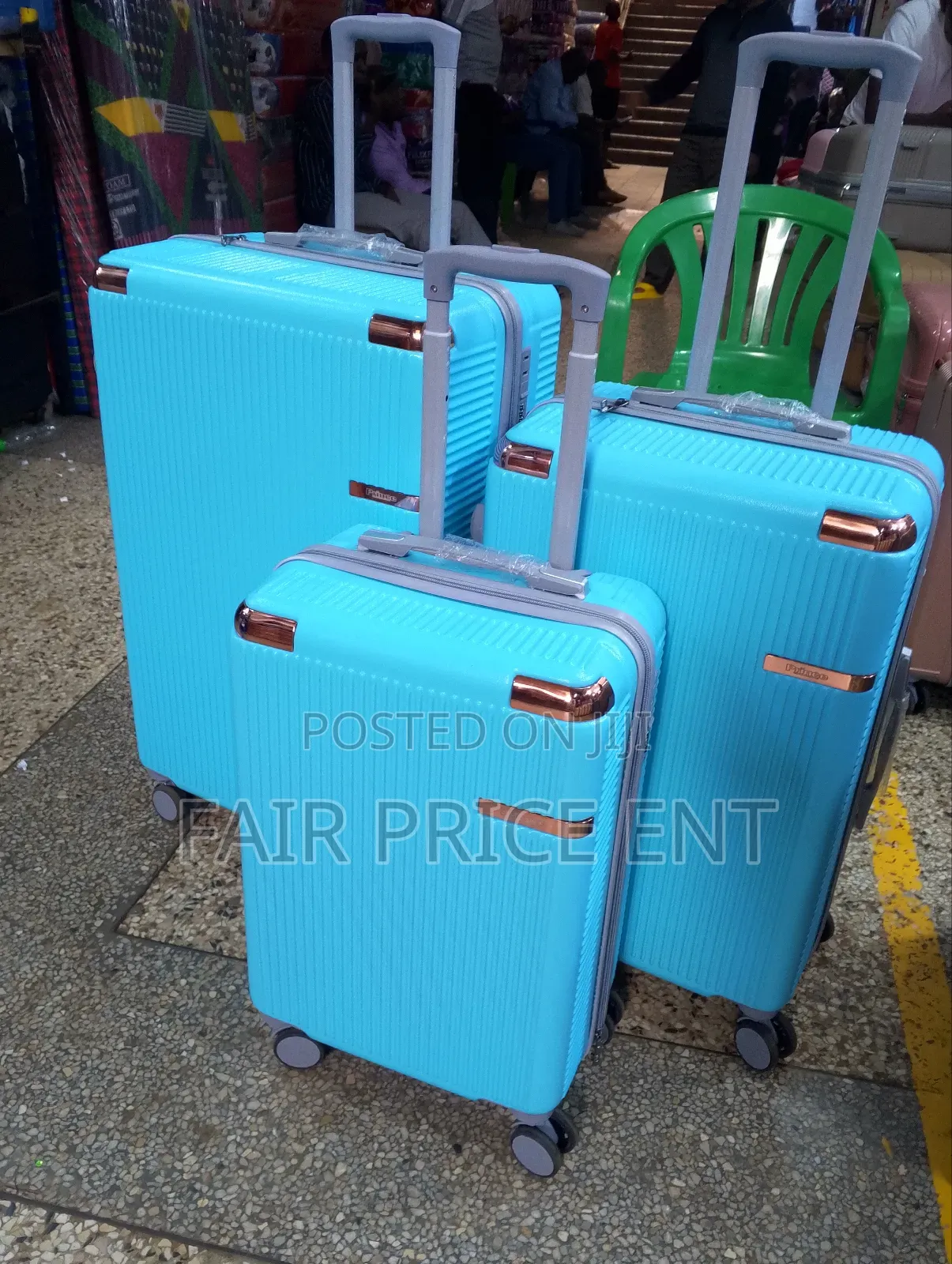 Rubber Plastic Suitcases.3pcs. Fullset.( Blue)