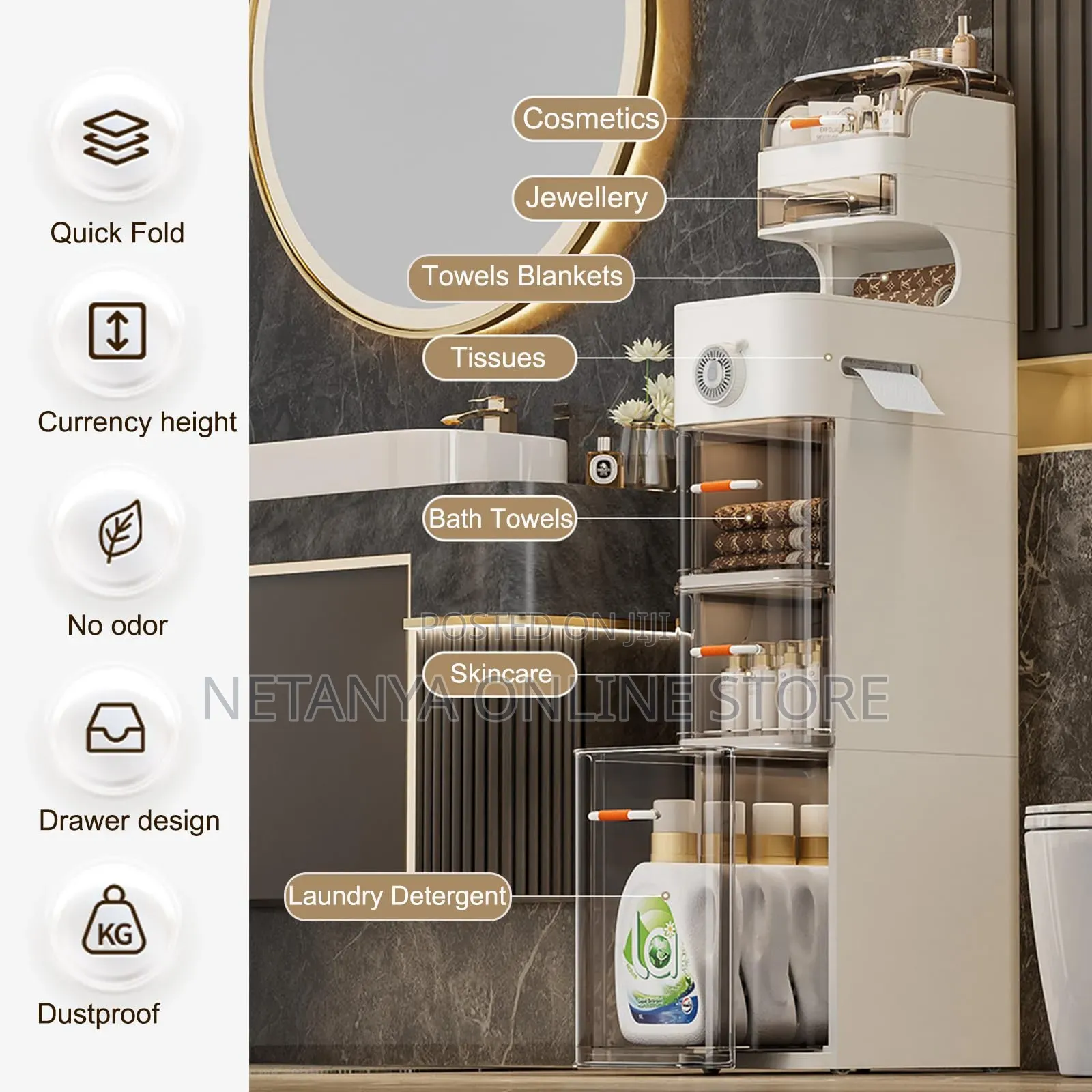 Bathroom Standing Storage Cabinet With Drawers