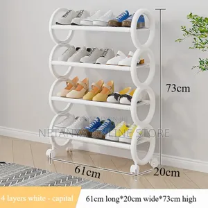 Movable 4 Tier Shoes Rack With Wheels