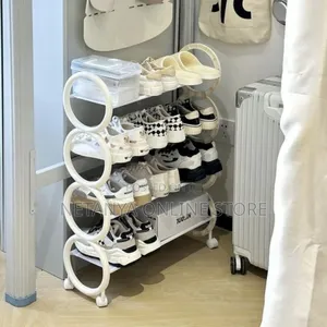 Movable 4 Tier Shoes Rack With Wheels