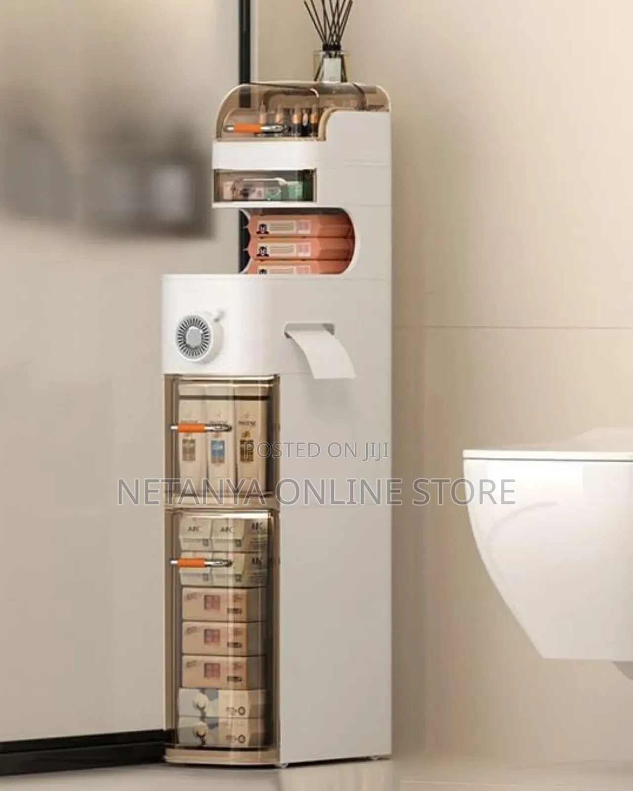 Movable Bathroom Floor Cabinet Storage Organizer