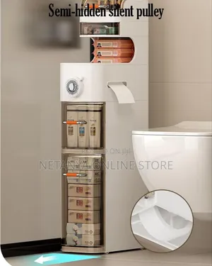 Movable Bathroom Floor Cabinet Storage Organizer