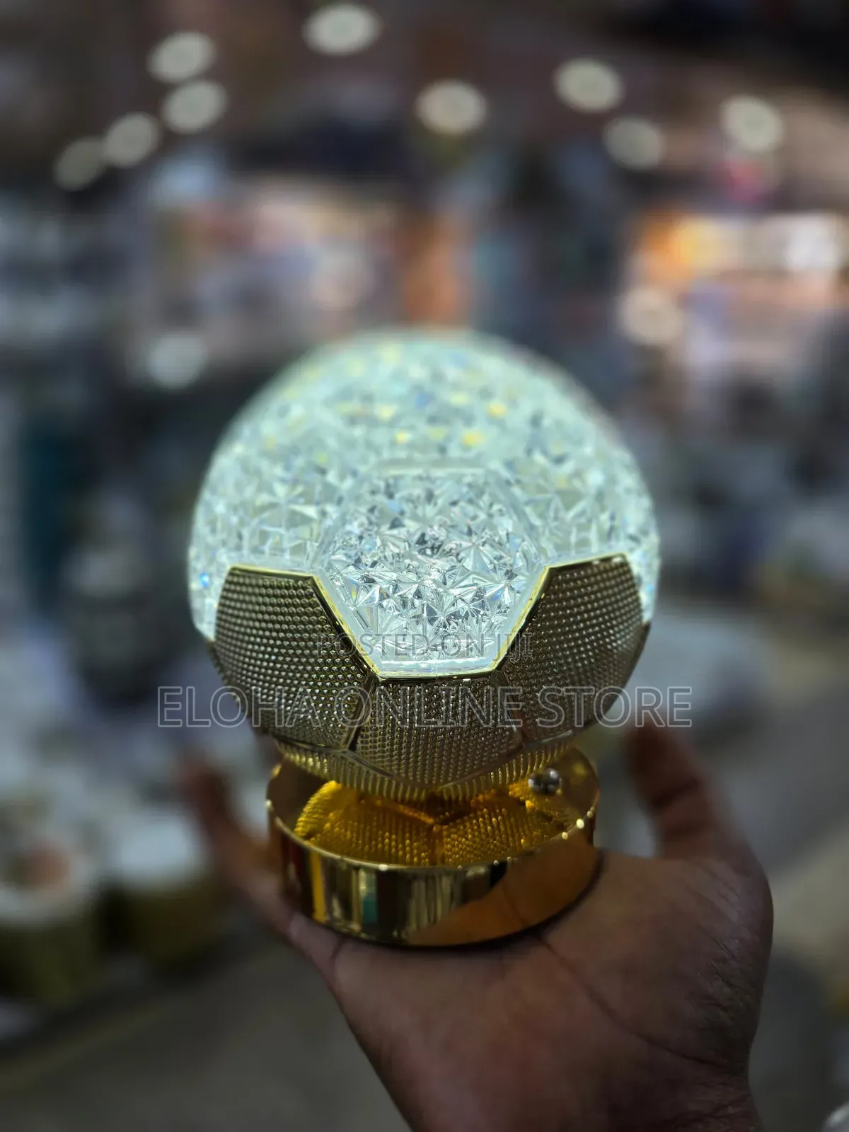 Round Gold Crystal Led Lamp