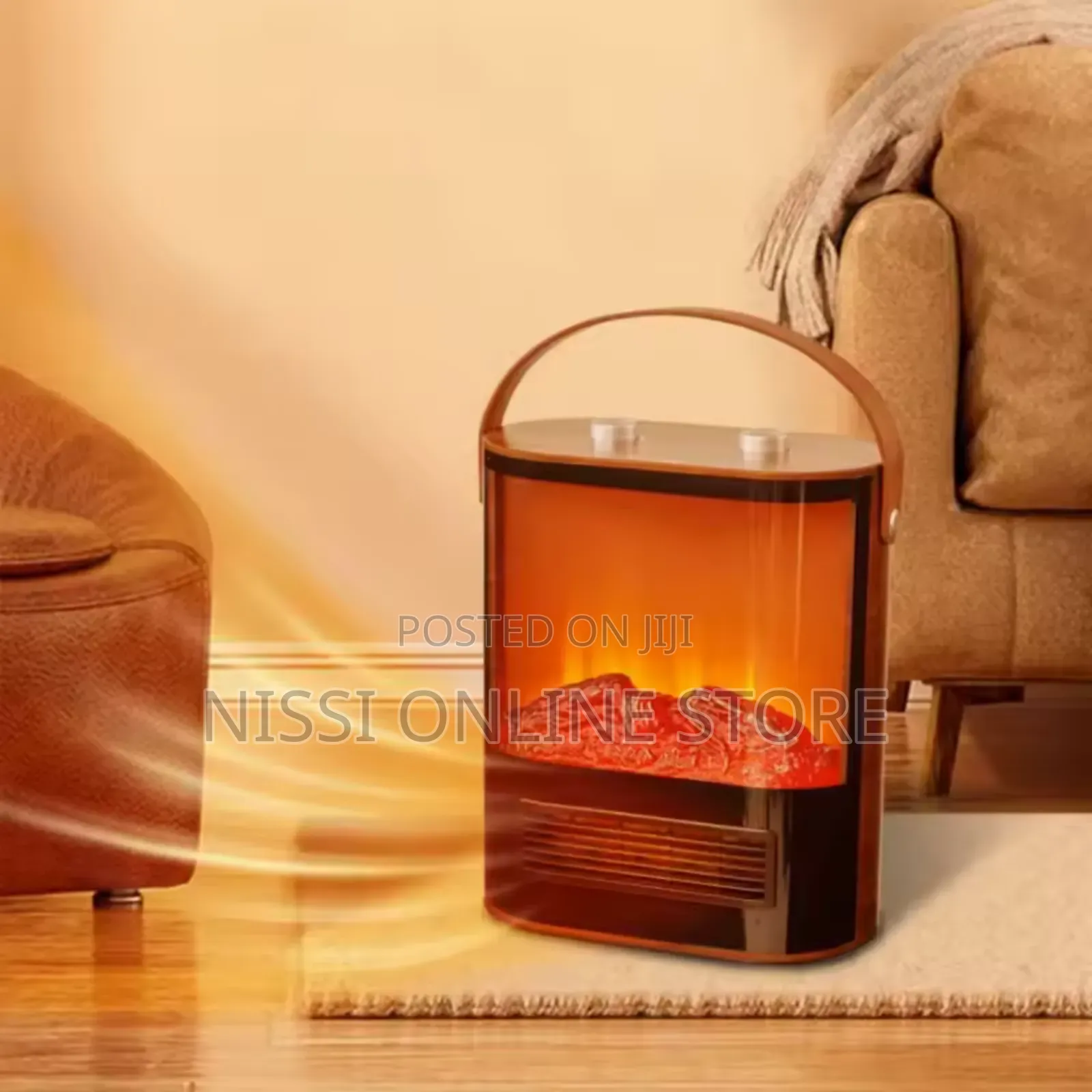 Retro Wood Grain Simulation Flame Fireplace