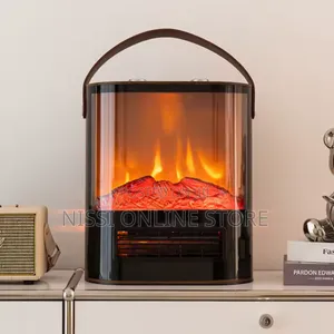 Retro Wood Grain Simulation Flame Fireplace