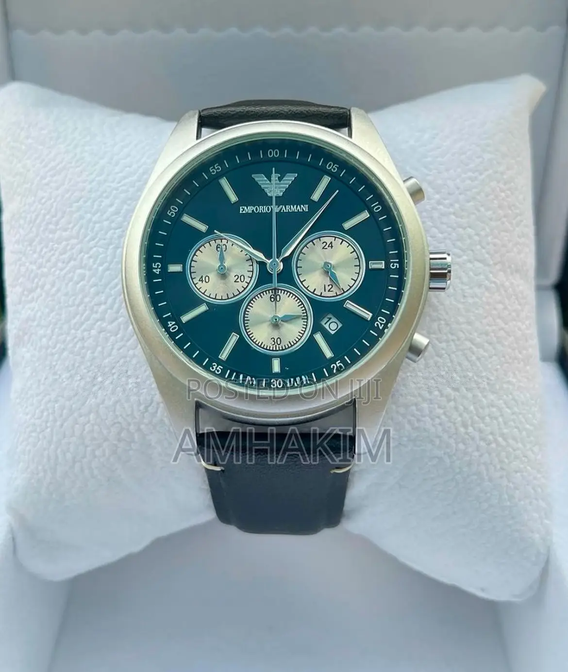 Classic Emporia Armani Chronograph Leather Strap in Stock