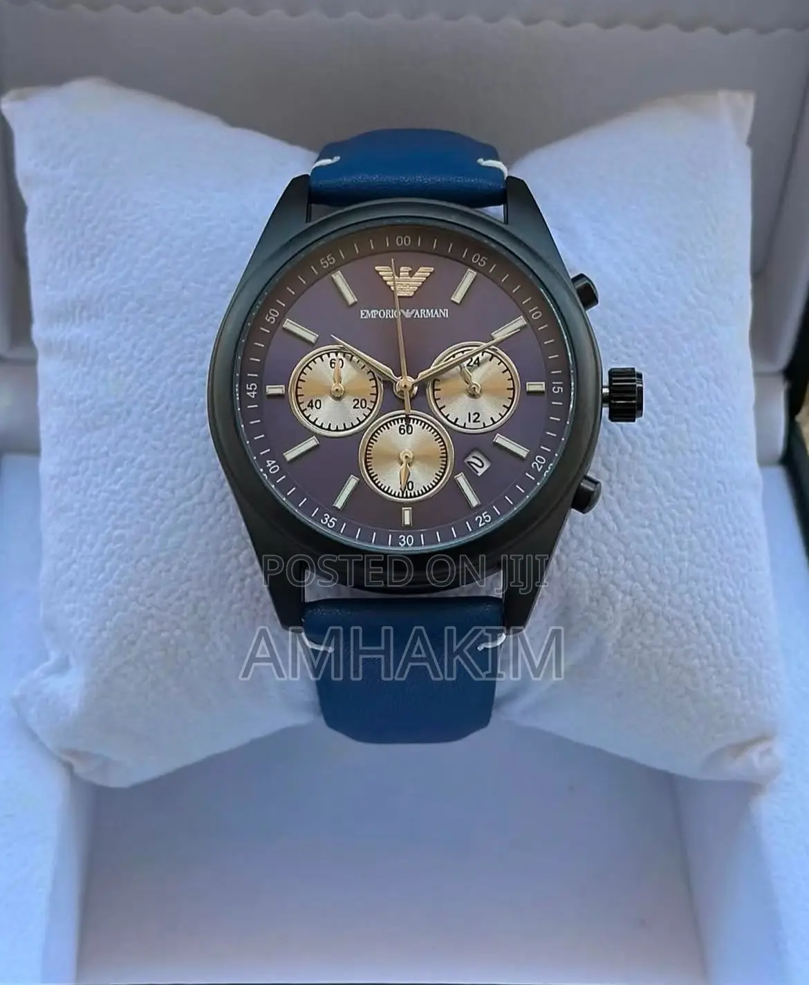 Classic Emporia Armani Chronograph Leather Strap in Stock
