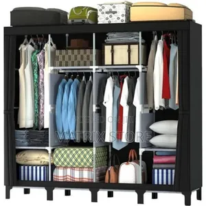 Photo - Foldable 4 Columns Clothes Bags Fabric Steel Frame Wadrobe