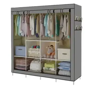 Foldable 4 Columns Clothes Bags Fabric Steel Frame Wadrobe