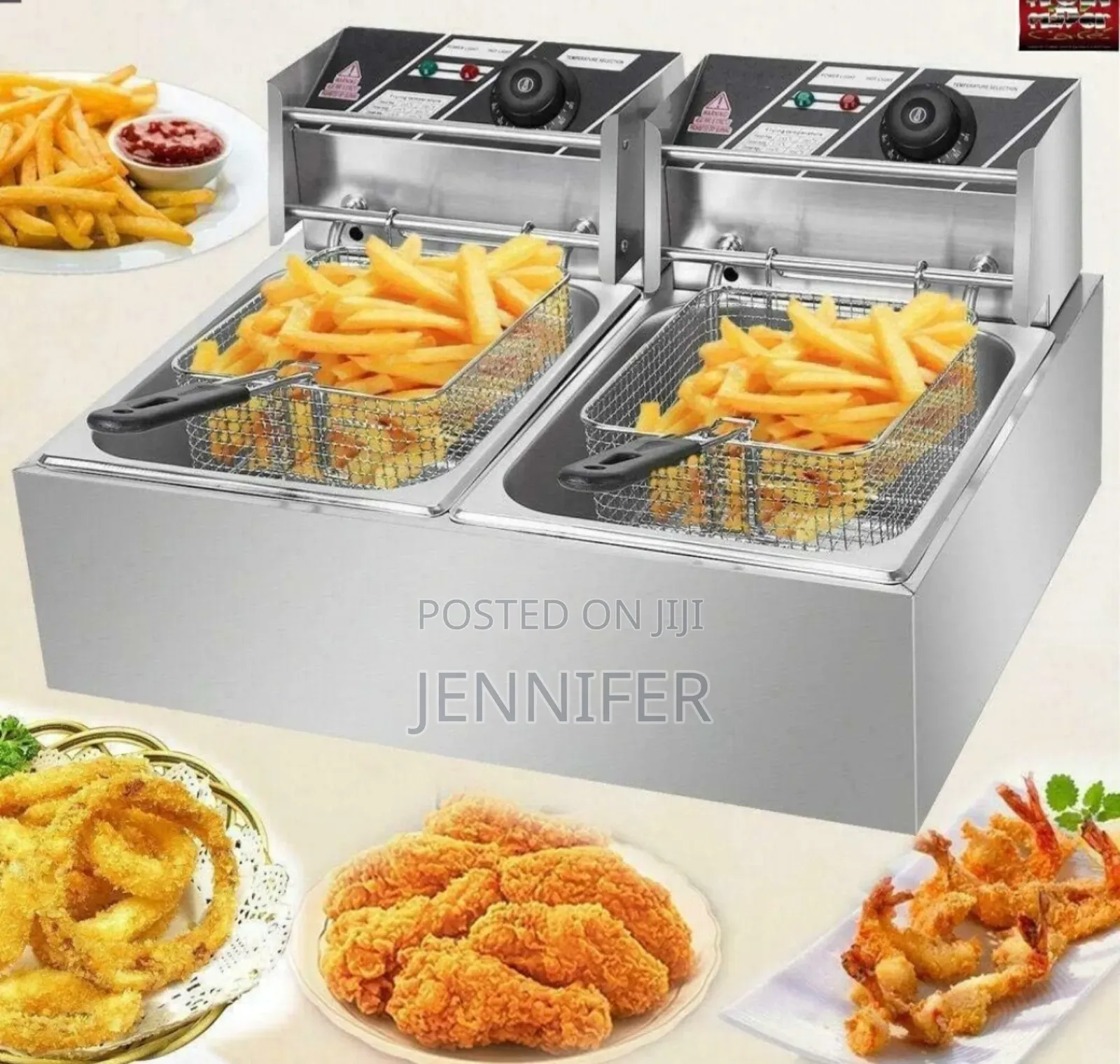 Pixel Commercial Double Deep Fryer, 12 Liters / 12l – Silver