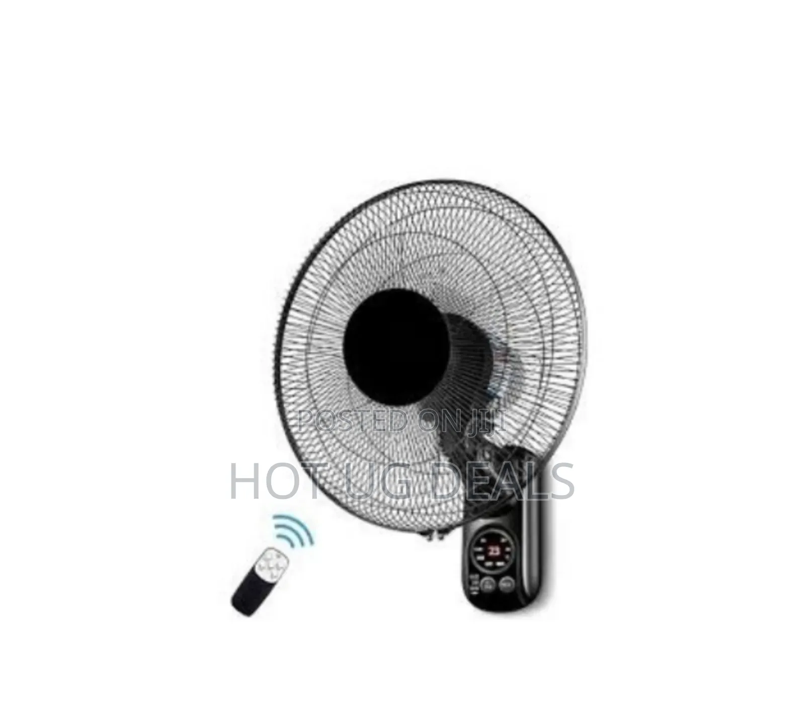 16" Wall Quiet Fan With Remote 5 Blade Wing Black