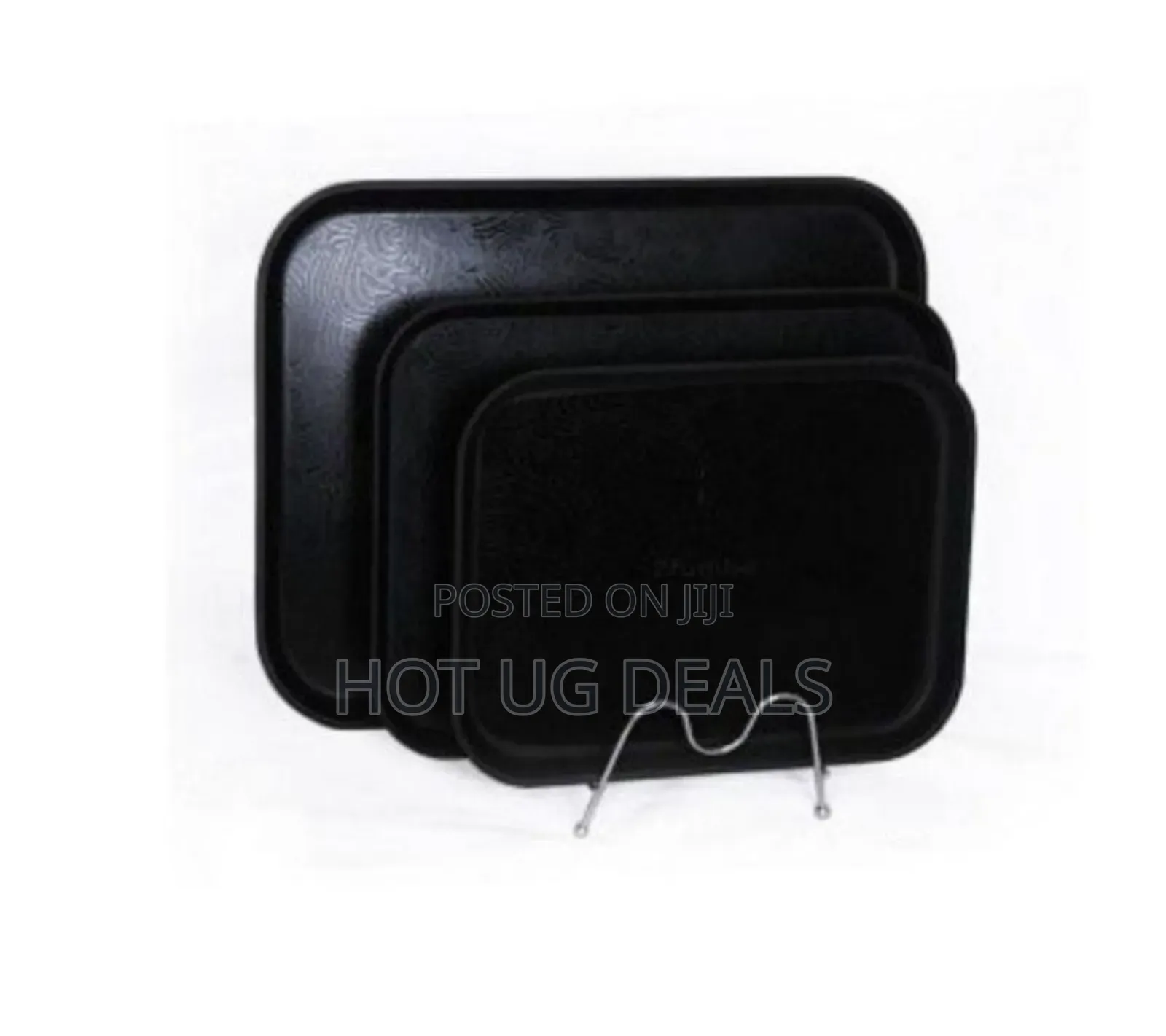 3 Piece Non Slide Rubber Serving Trays-black