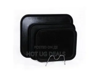 3 Piece Non Slide Rubber Serving Trays-black