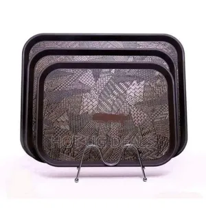 3 Piece Non Slide Rubber Serving Trays-black
