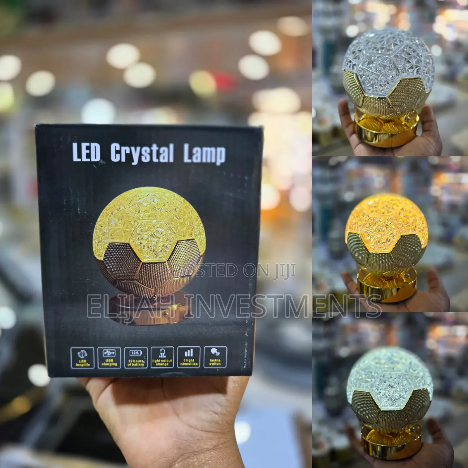 Round Gold Crystal Led Lamp