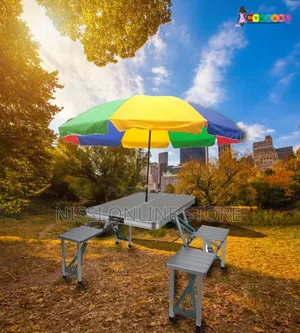 Portable Foldable Picnic Table With Attached Sits