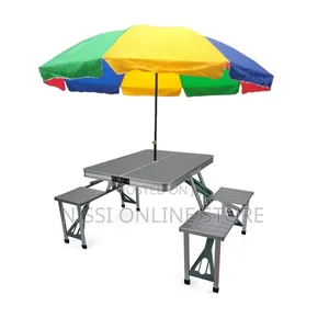 Portable Foldable Picnic Table With Attached Sits