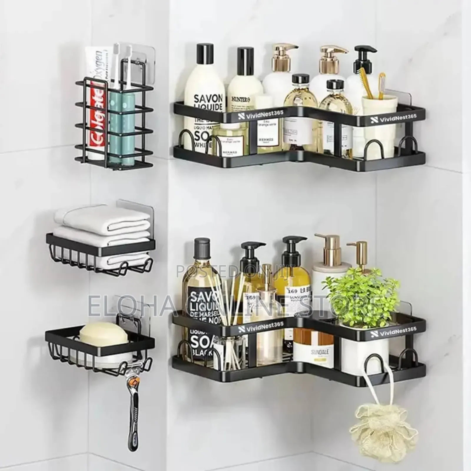 5-Piece Set of Bathroom Organizer Wall Mount