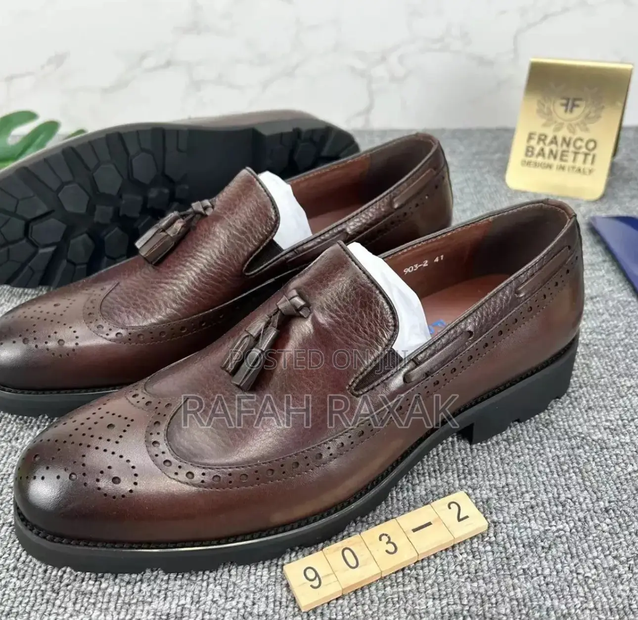 Original Men’S Brown Franco Banetti Tassel Leather Loafers