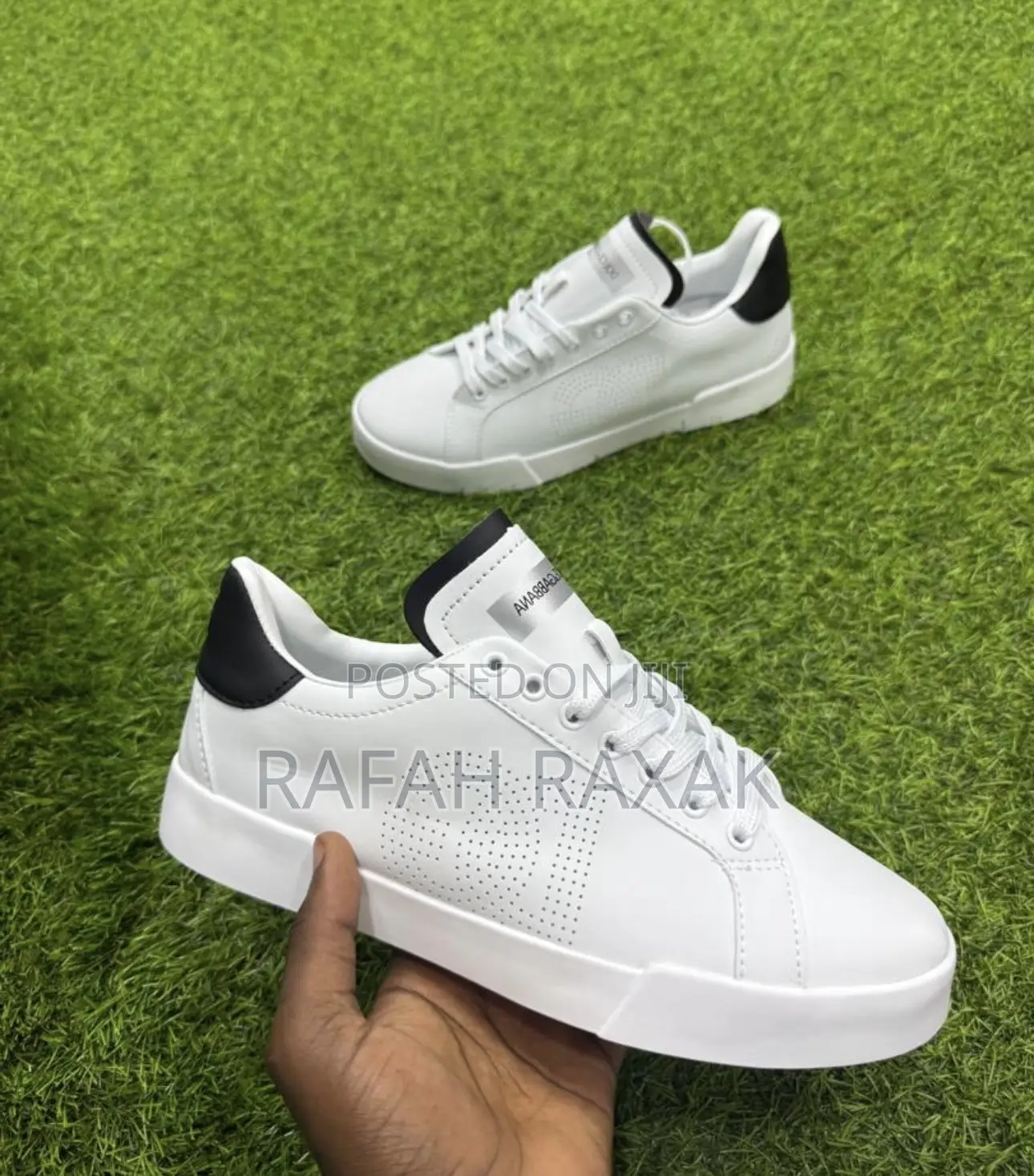Classic White/Black Dolce Gabbana Calfskin Leather Sneakers