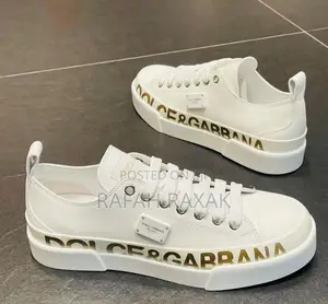 Original White/Gold Luxury Dolce Gabbana Leather Sneakers