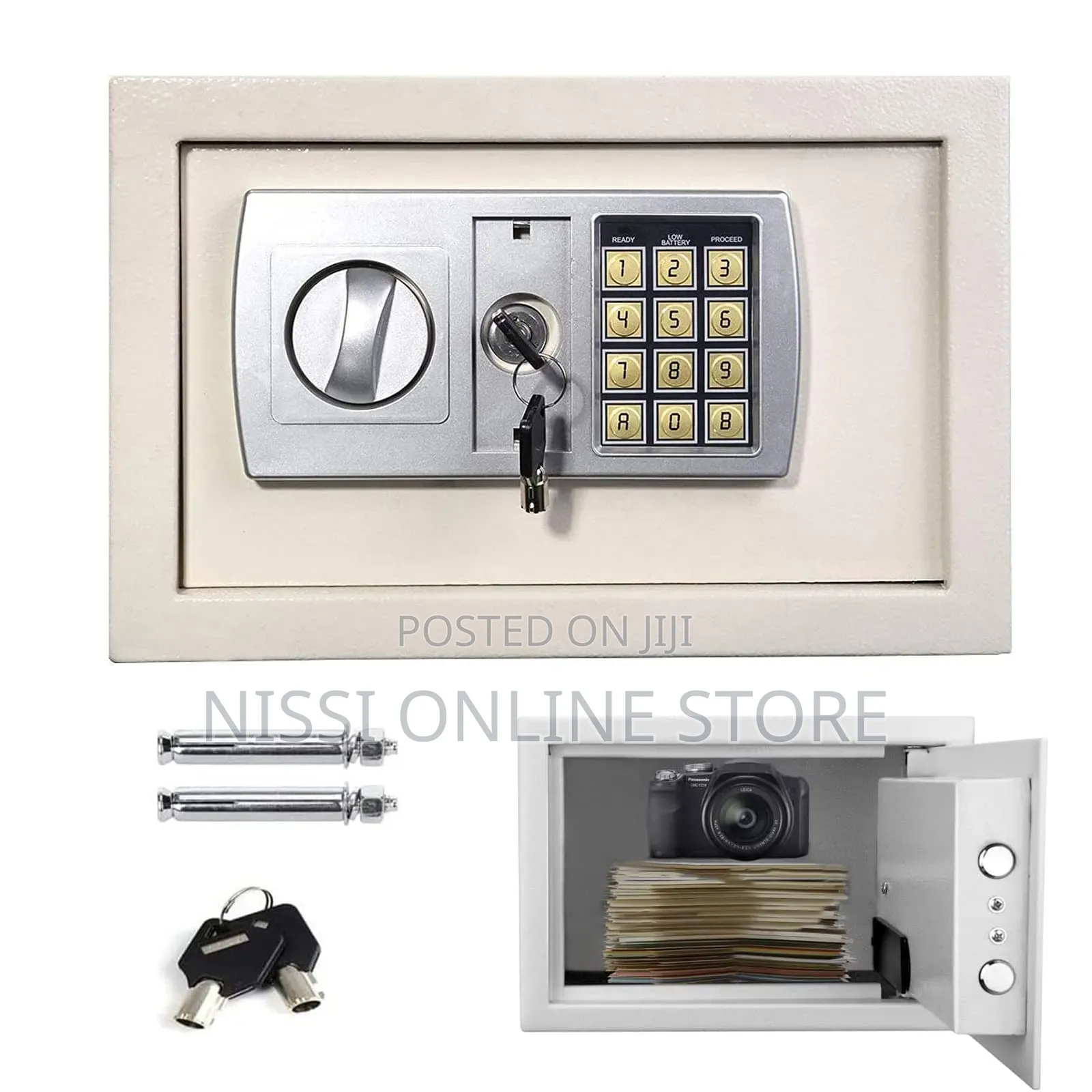 Fireproof With 2 Manual Override Keys Safe Cash Box.