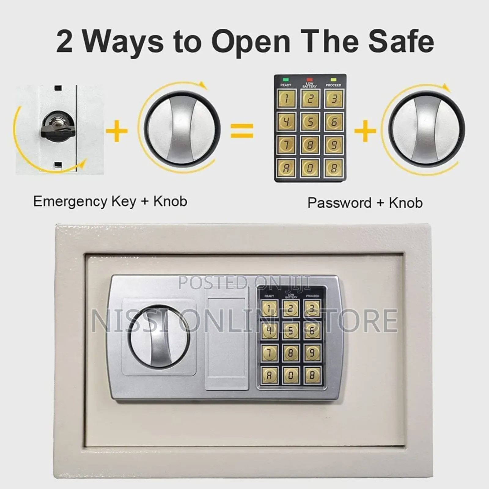 Fireproof With 2 Manual Override Keys Safe Cash Box.