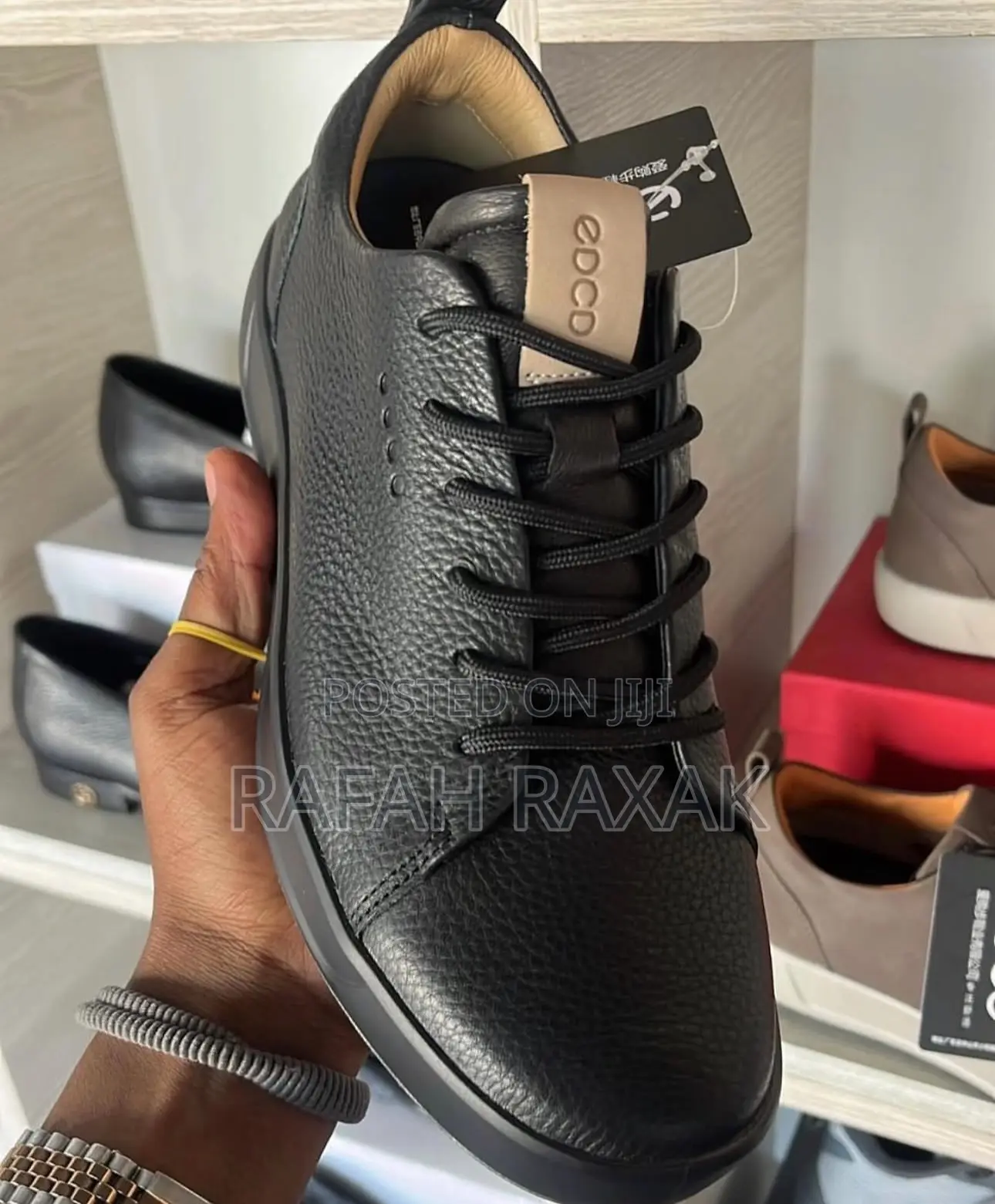 Men’S Triple Black Ecco Smart Casual Genuine Leather Sneaker